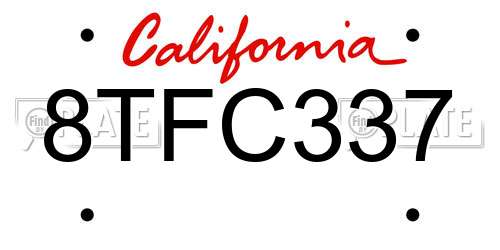 8TFC337 California License Plate