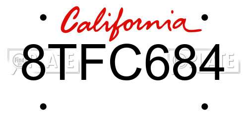 8TFC684 California License Plate