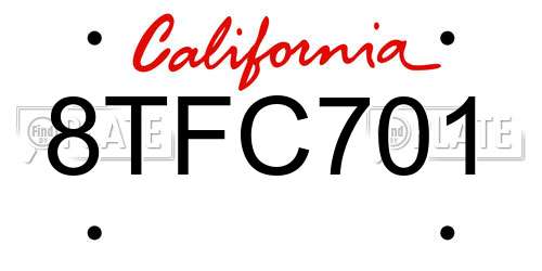 8TFC701 California License Plate