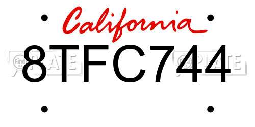 8TFC744 California License Plate