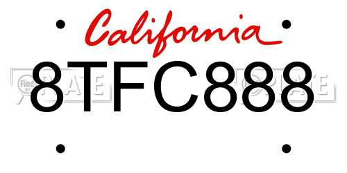 8TFC888 California License Plate