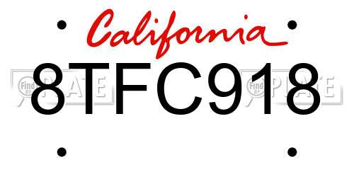 8TFC918 California License Plate