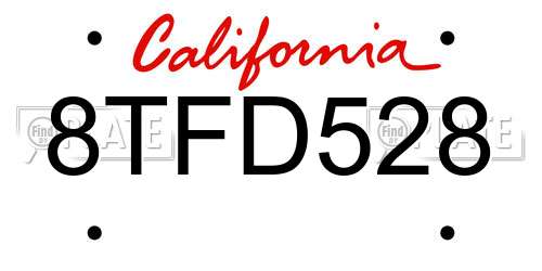 8TFD528 California License Plate