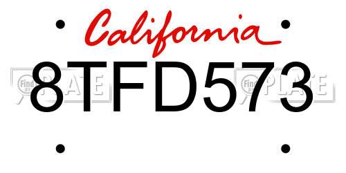 8TFD573 California License Plate