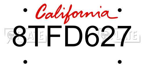 8TFD627 California License Plate