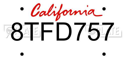8TFD757 California License Plate