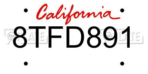 8TFD891 California License Plate