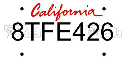 8TFE426 California License Plate