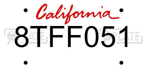 8TFF051 California License Plate