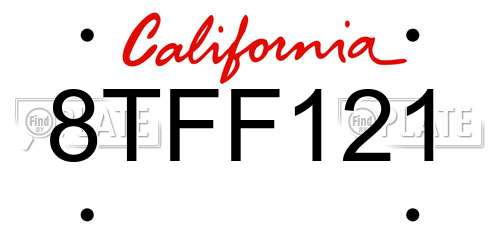 8TFF121 California License Plate