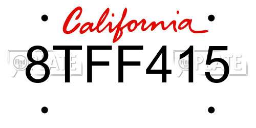 8TFF415 California License Plate