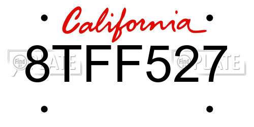 8TFF527 California License Plate