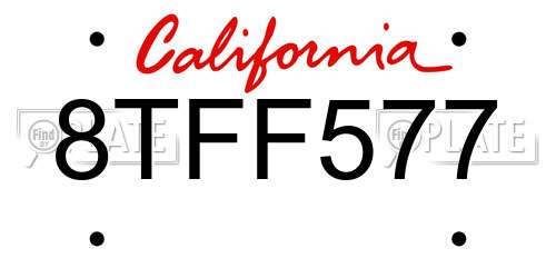 8TFF577 California License Plate