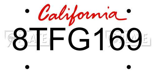 8TFG169 California License Plate