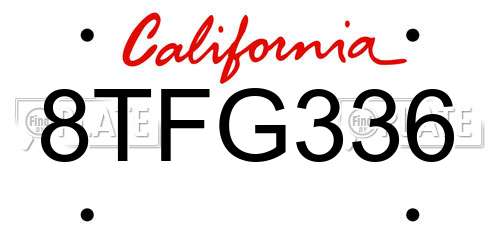 8TFG336 California License Plate