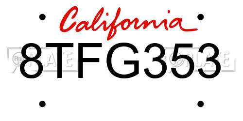 8TFG353 California License Plate