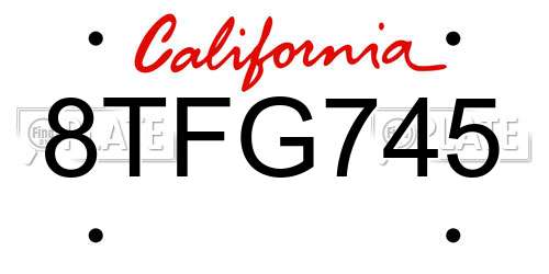 8TFG745 California License Plate