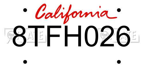 8TFH026 California License Plate
