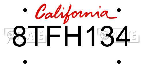 8TFH134 California License Plate