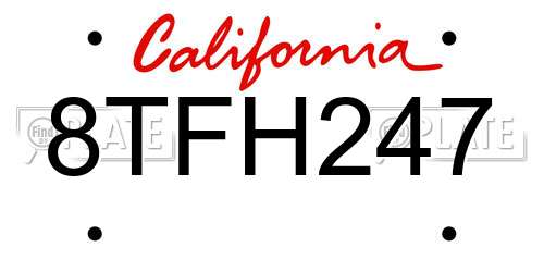 8TFH247 California License Plate