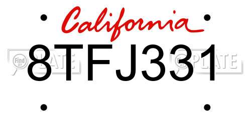 8TFJ331 California License Plate