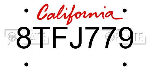 8TFJ779 California License Plate