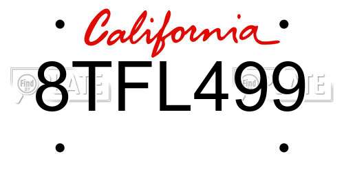 8TFL499 California License Plate