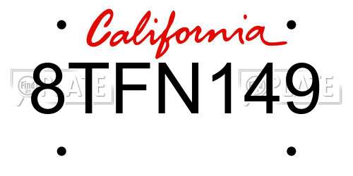 8TFN149 California License Plate
