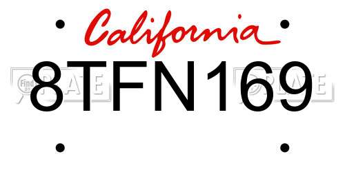 8TFN169 California License Plate