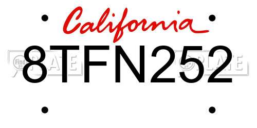 8TFN252 California License Plate