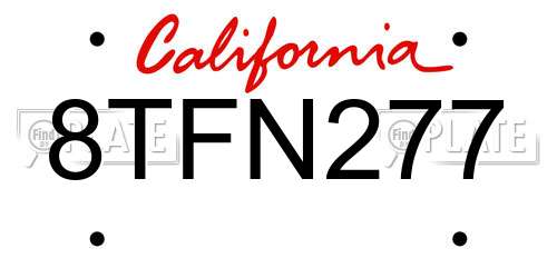 8TFN277 California License Plate