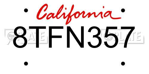 8TFN357 California License Plate