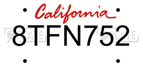 8TFN752 California License Plate