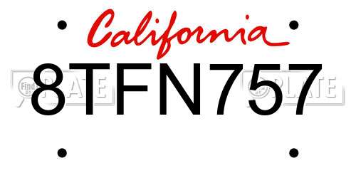 8TFN757 California License Plate