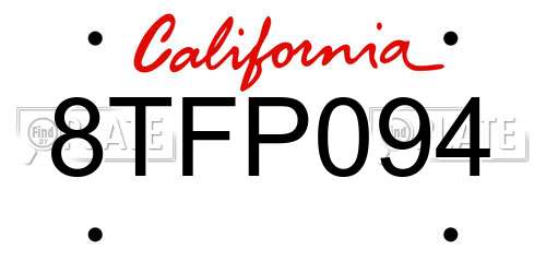 8TFP094 California License Plate