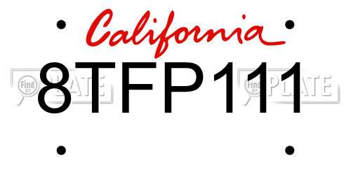 8TFP111 California License Plate