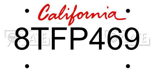 8TFP469 California License Plate