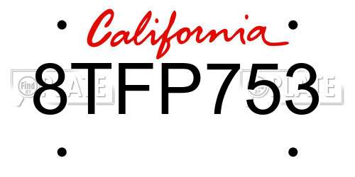8TFP753 California License Plate