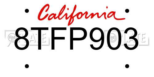 8TFP903 California License Plate