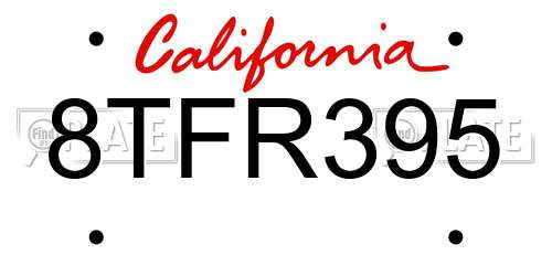8TFR395 California License Plate