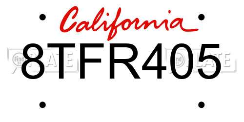 8TFR405 California License Plate