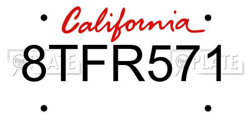 8TFR571 California License Plate