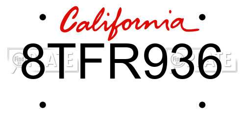 8TFR936 California License Plate