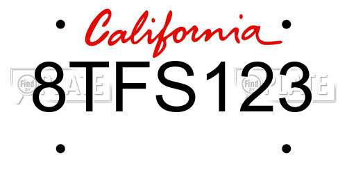 8TFS123 California License Plate