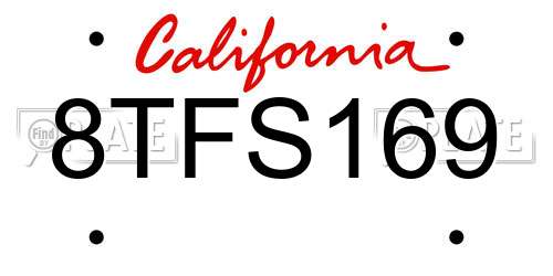 8TFS169 California License Plate