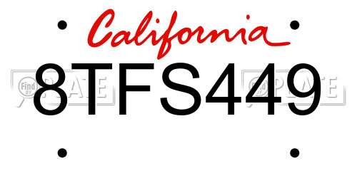 8TFS449 California License Plate