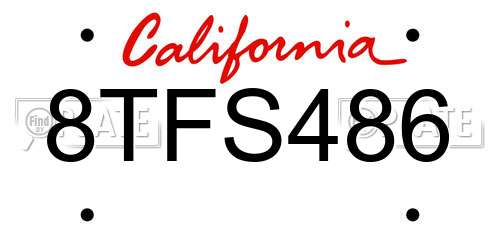 8TFS486 California License Plate