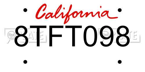 8TFT098 California License Plate