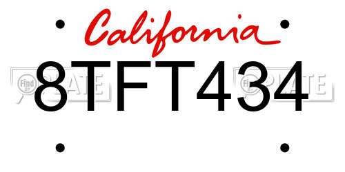 8TFT434 California License Plate