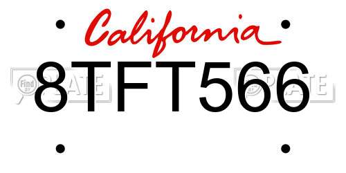 8TFT566 California License Plate